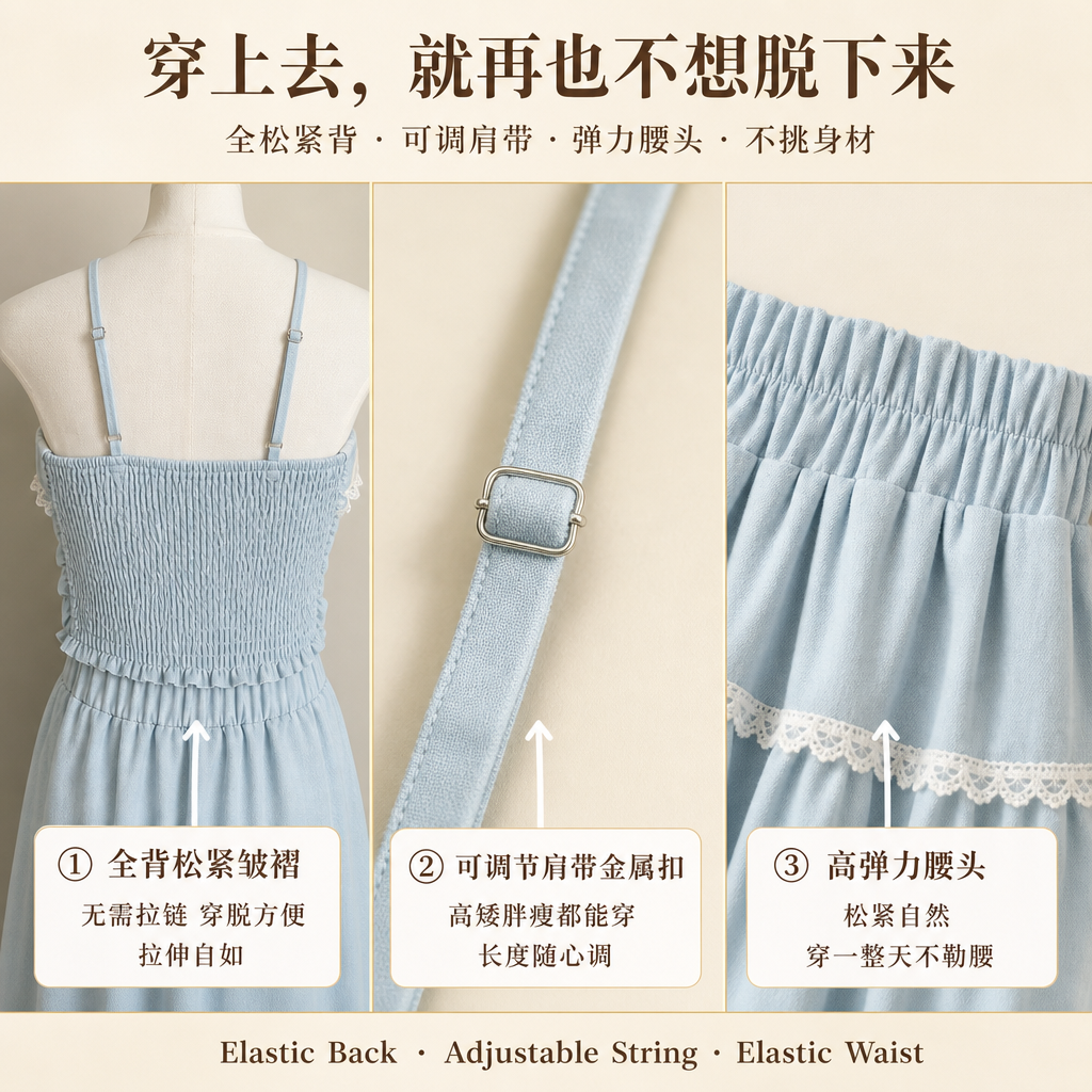 Summer Light Blue Two Piece Dress