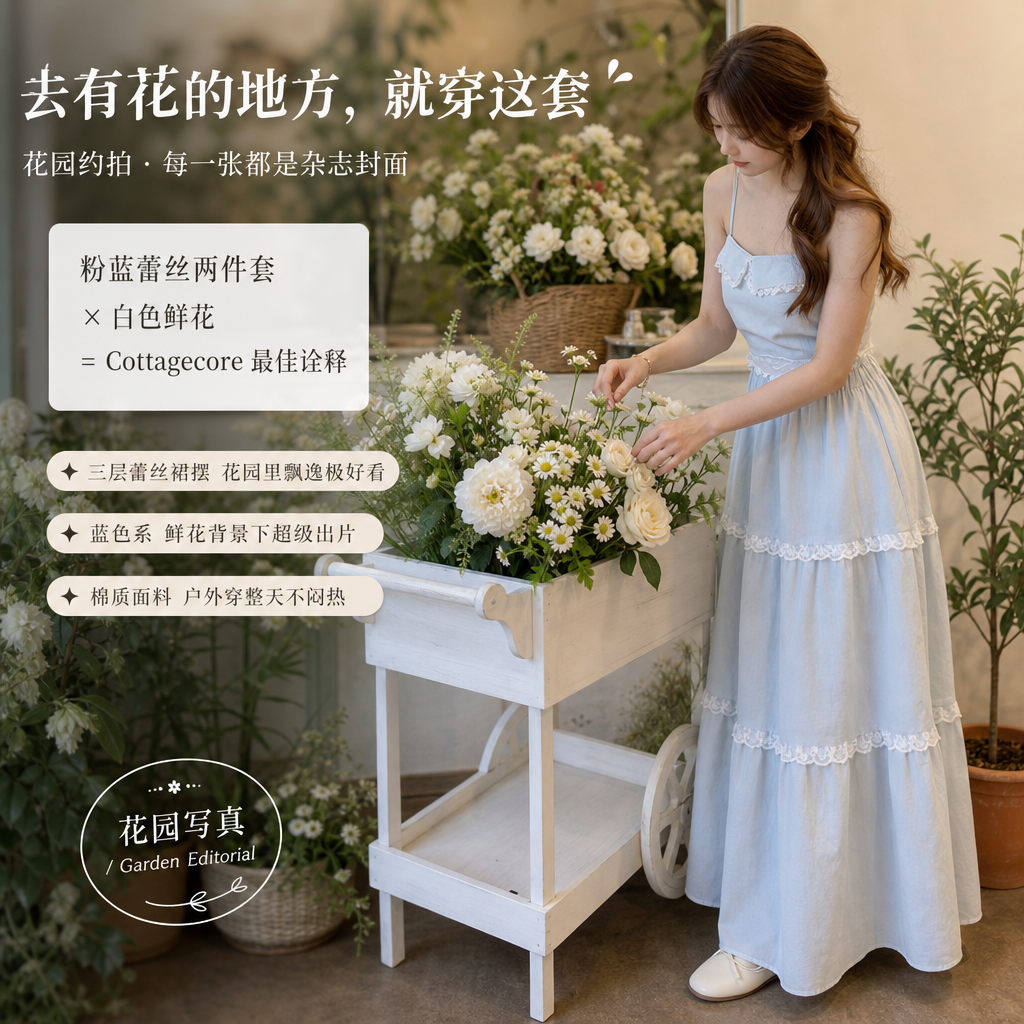 Summer Light Blue Two Piece Dress