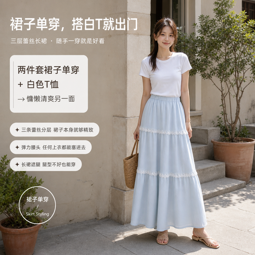 Summer Light Blue Two Piece Dress
