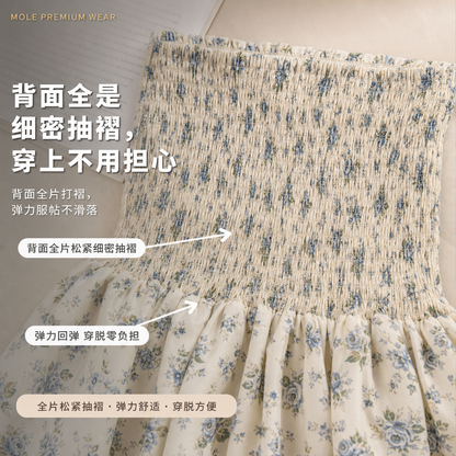 Melissa Floral Blue Ruched Bud Top