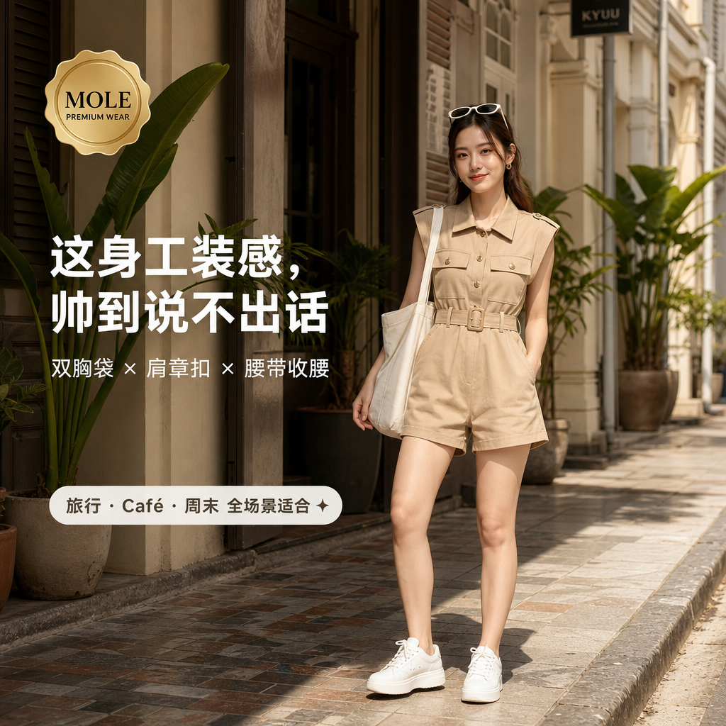Khaki Denim Jumpsuits