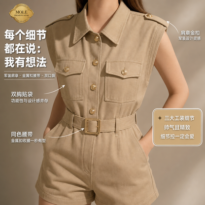 Khaki Denim Jumpsuits