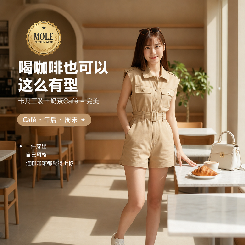 Khaki Denim Jumpsuits