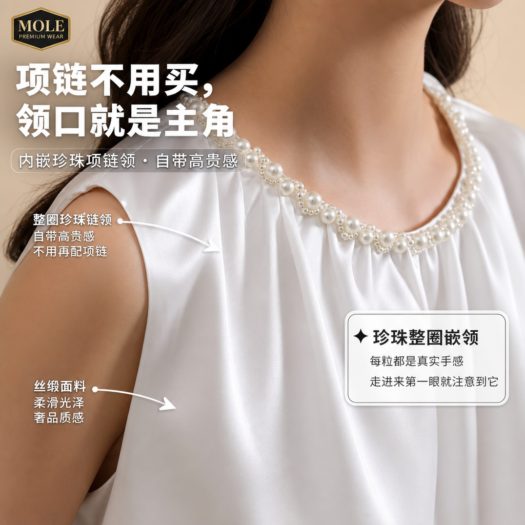 Pearl Neck Crop Top