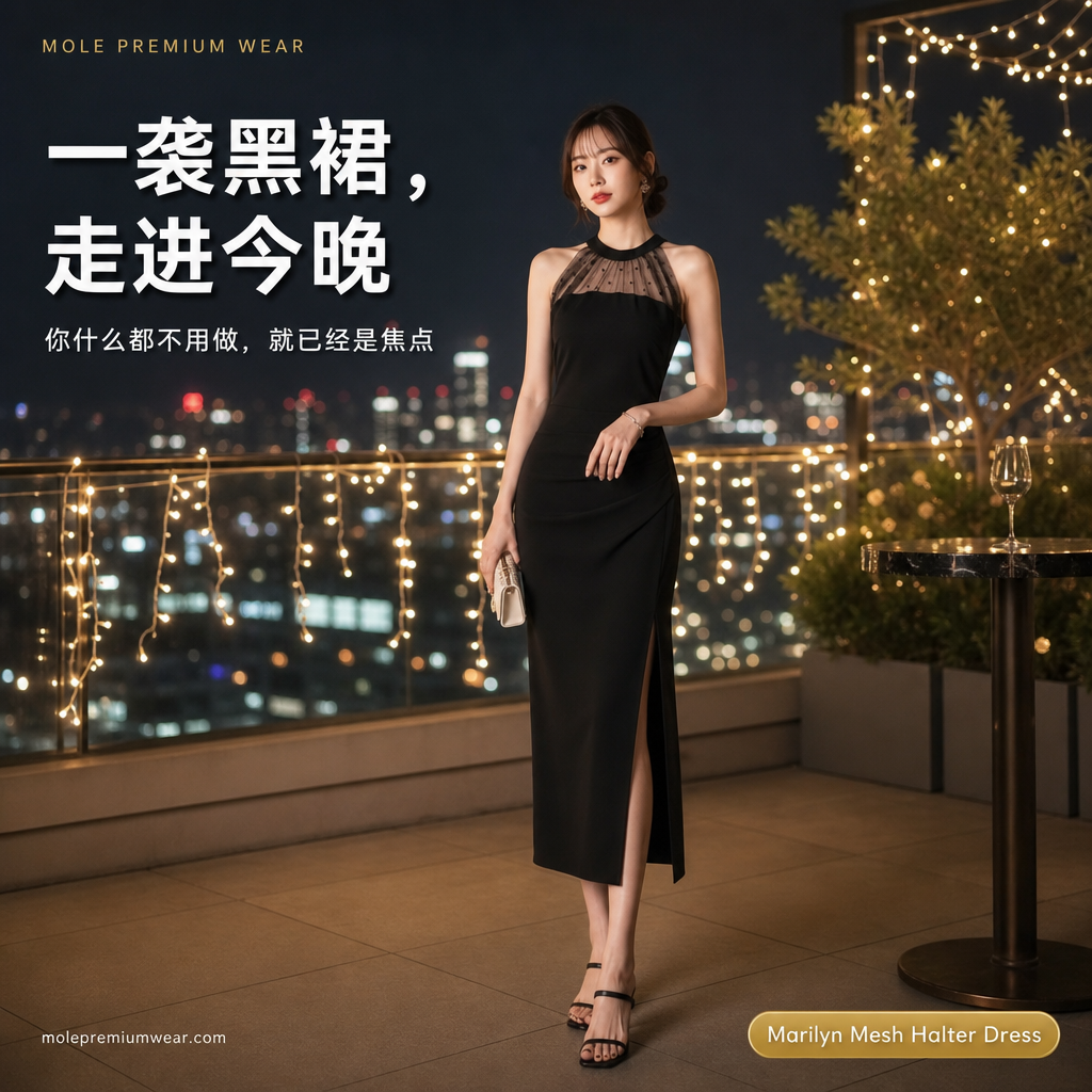 Marilyn Mesh Halter Dress