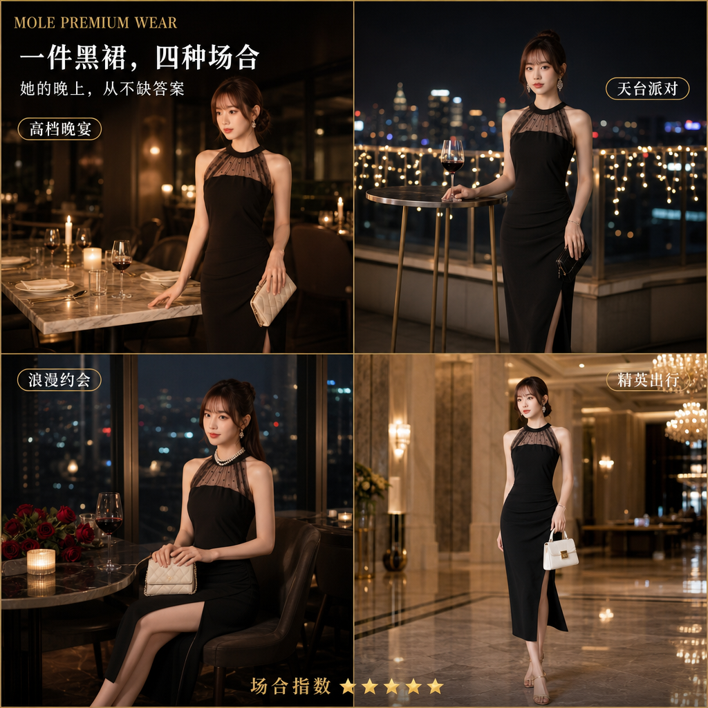 Marilyn Mesh Halter Dress