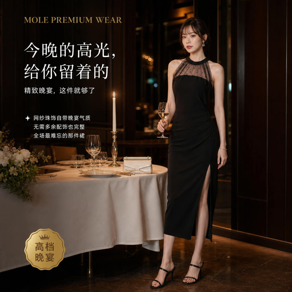 Marilyn Mesh Halter Dress