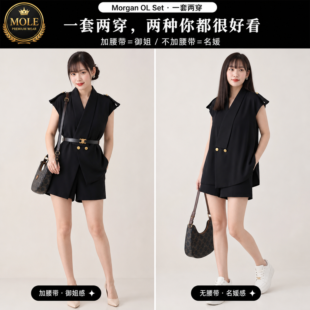 Morgan Tailored 2pc OL Set (With Belt)