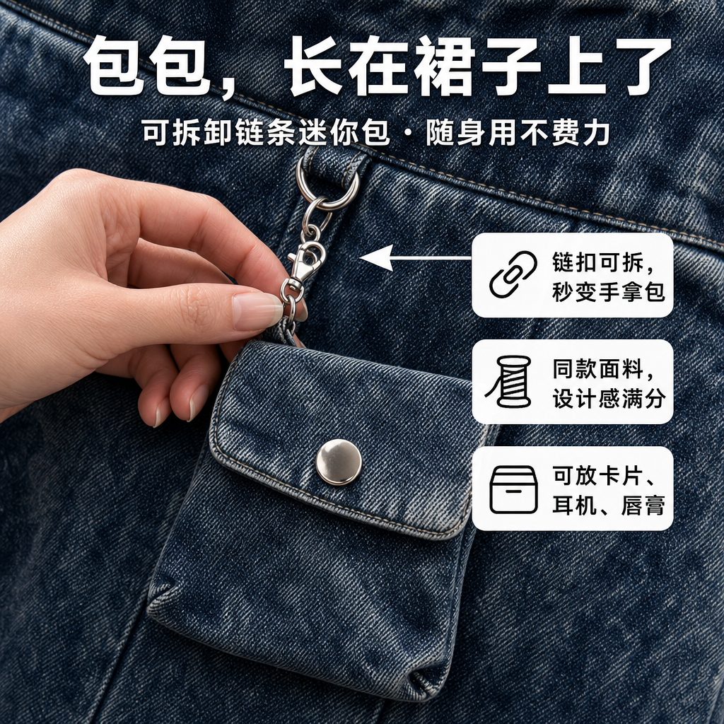 Mona Denim Small Bag Skirt
