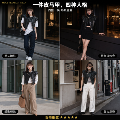 Victoria Leather Vest Jacket