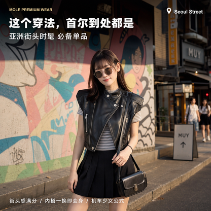 Victoria Leather Vest Jacket