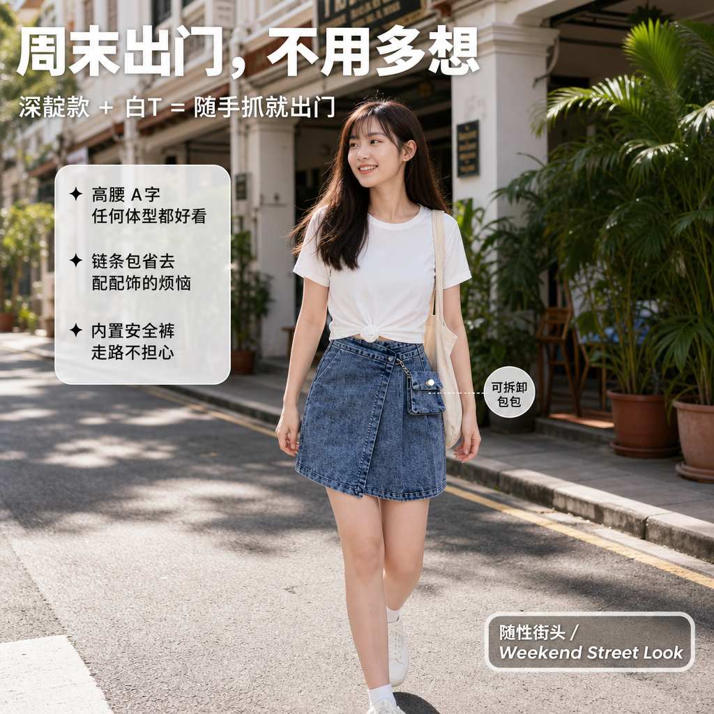 Mona Denim Small Bag Skirt
