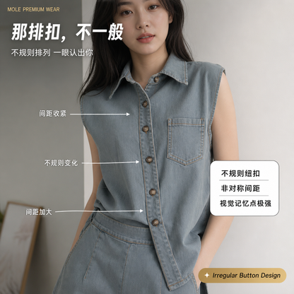 Retro Irregular Denim Suit