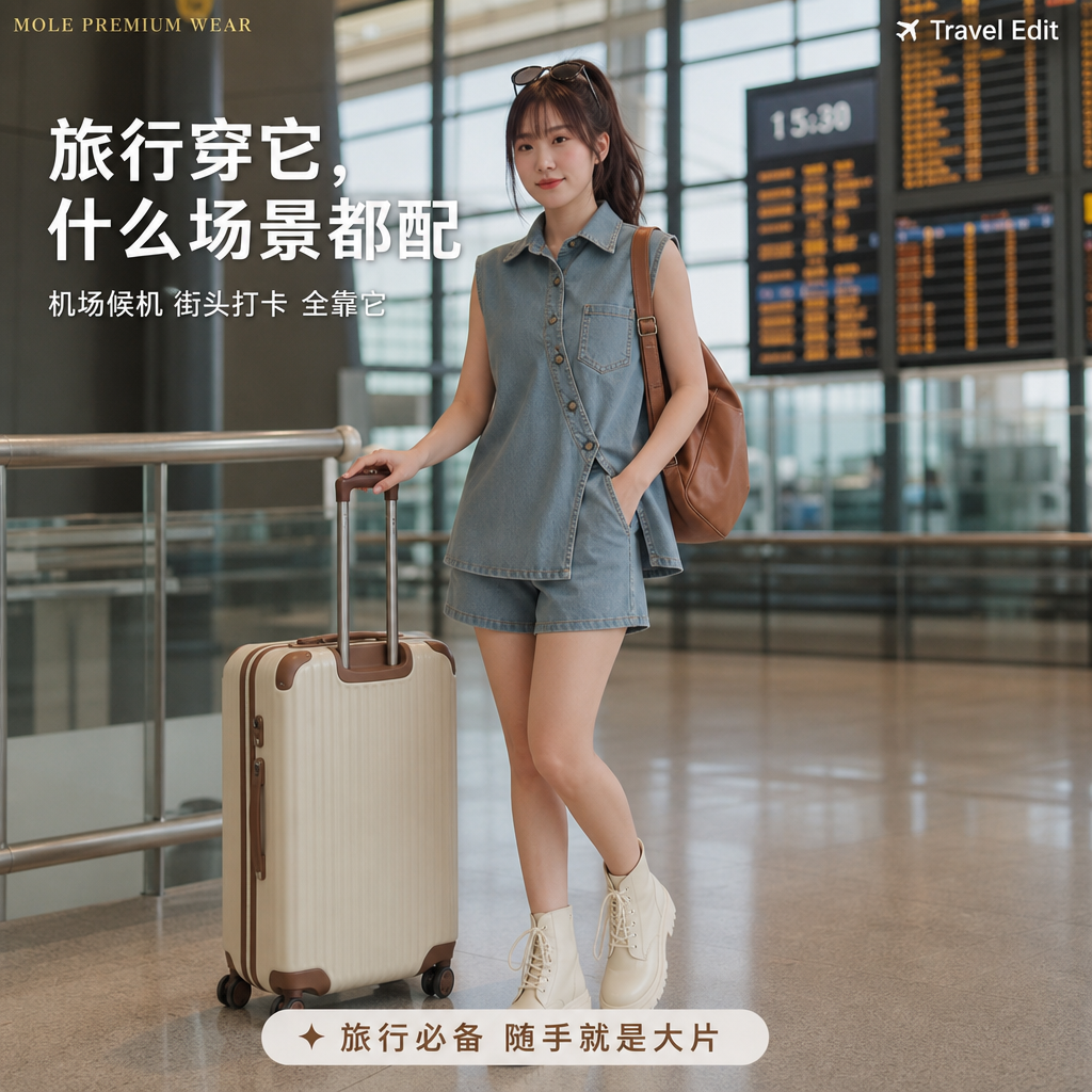 Retro Irregular Denim Suit