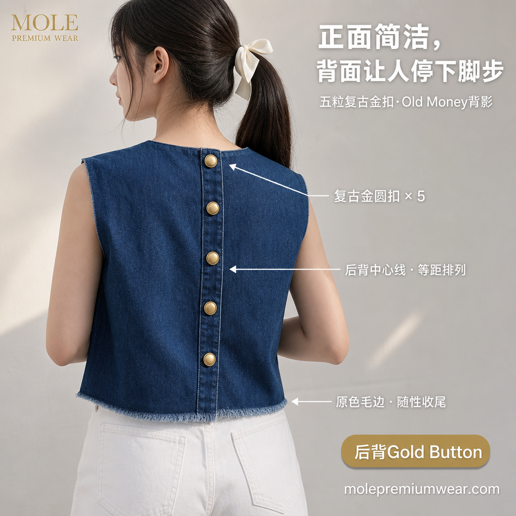 Old Money Style Denim Top
