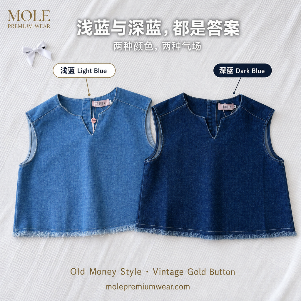 Old Money Style Denim Top