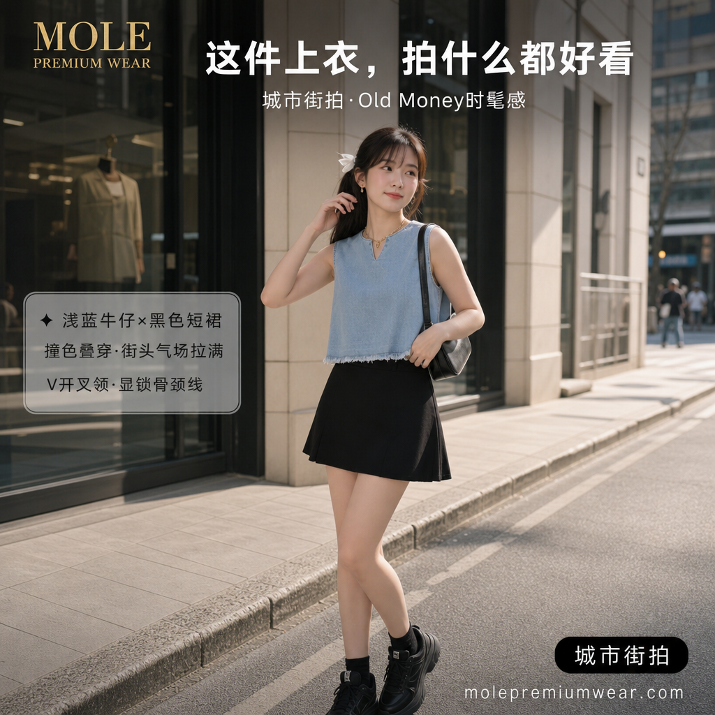 Old Money Style Denim Top