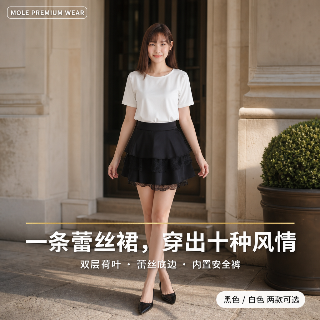 Lace Satin A Line Skirt