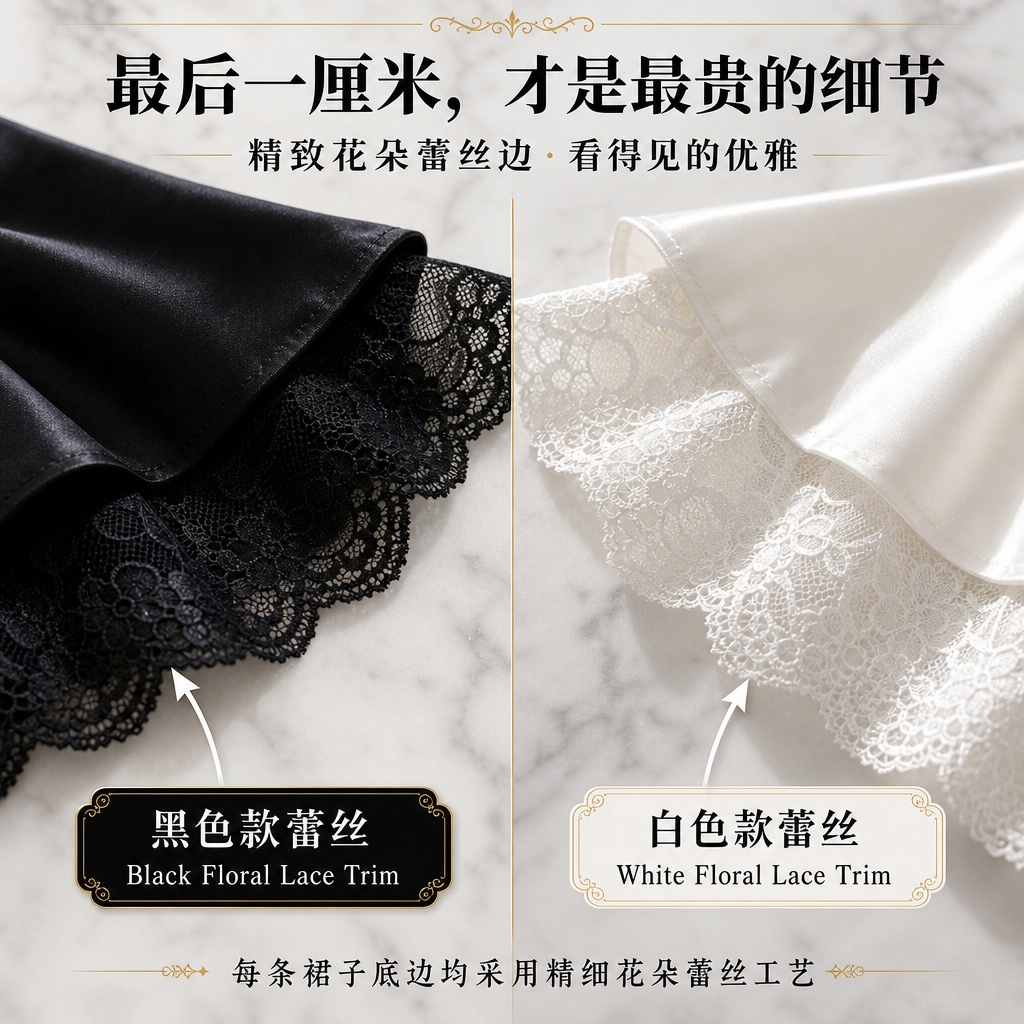 Lace Satin A Line Skirt