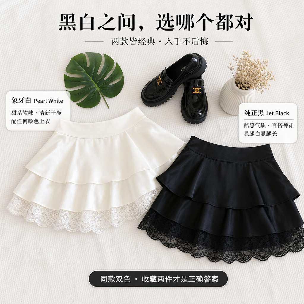 Lace Satin A Line Skirt