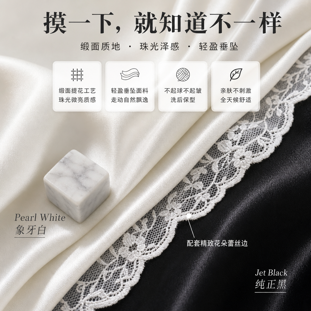 Lace Satin A Line Skirt