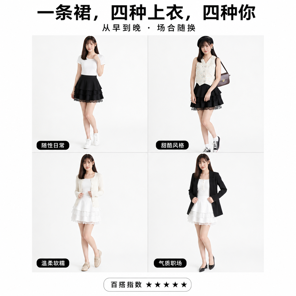 Lace Satin A Line Skirt