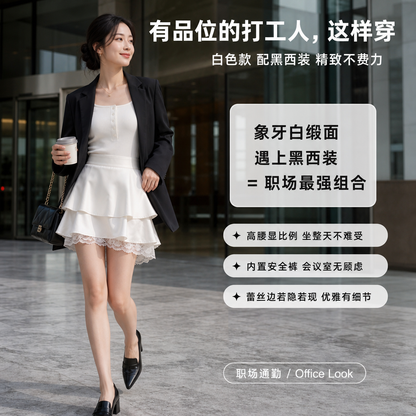 Lace Satin A Line Skirt
