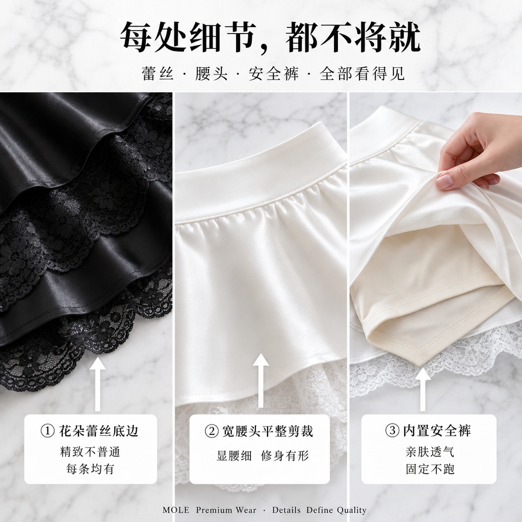 Lace Satin A Line Skirt