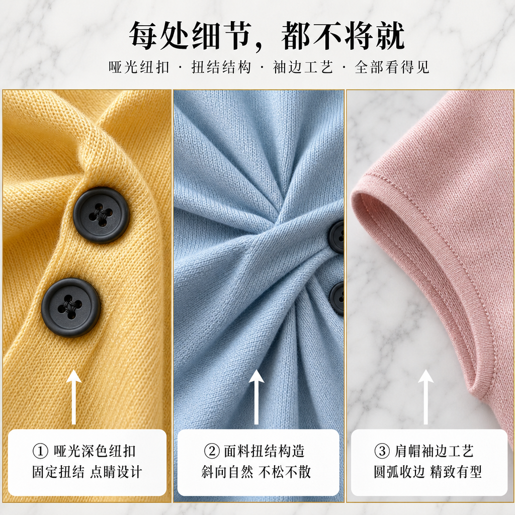 Cross Button Waist Soft Knitted Blouse