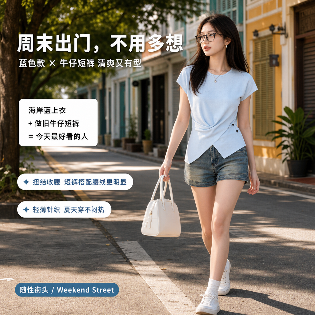 Cross Button Waist Soft Knitted Blouse