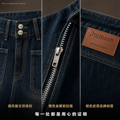 Celina Dark Blue Retro Wide-Leg Jeans