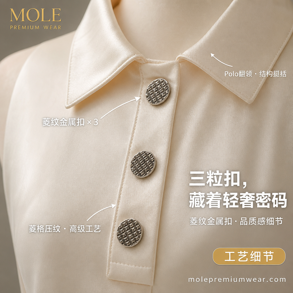 Emma Polo Collar Cream Dress