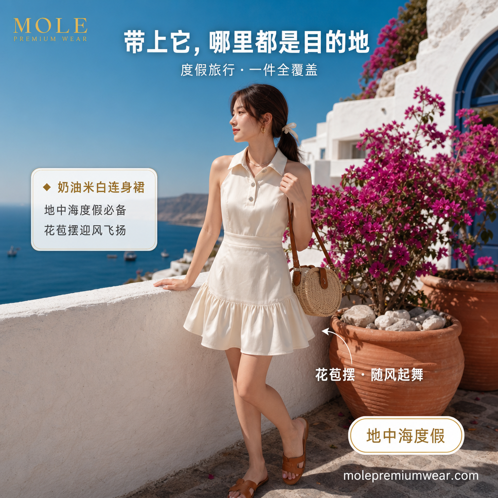 Emma Polo Collar Cream Dress