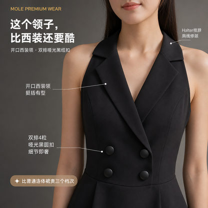 Rommily Button Blazer Layer Romper