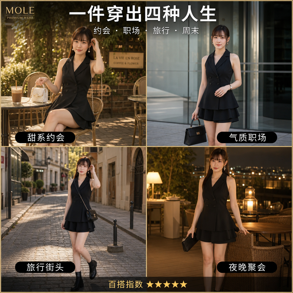 Rommily Button Blazer Layer Romper