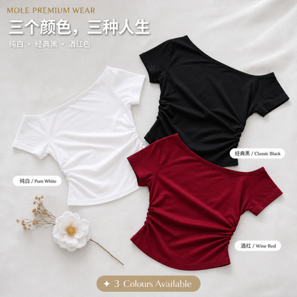 Sloping Waist Fit Basic Cotton Tee