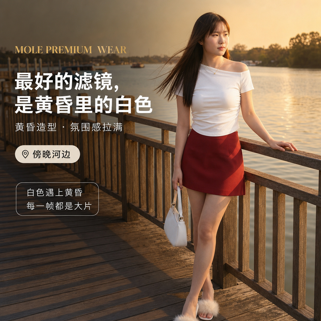 Sloping Waist Fit Basic Cotton Tee