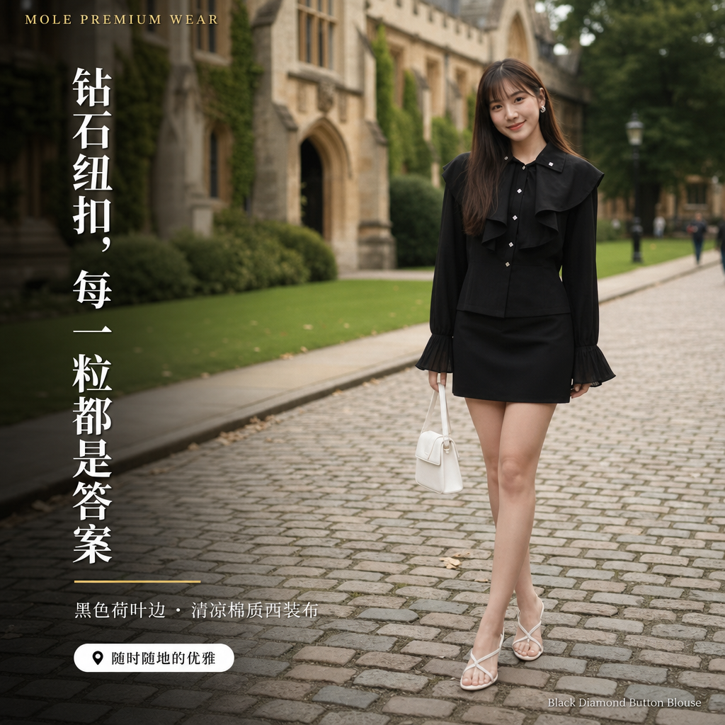 Black Diamond Button Blouse