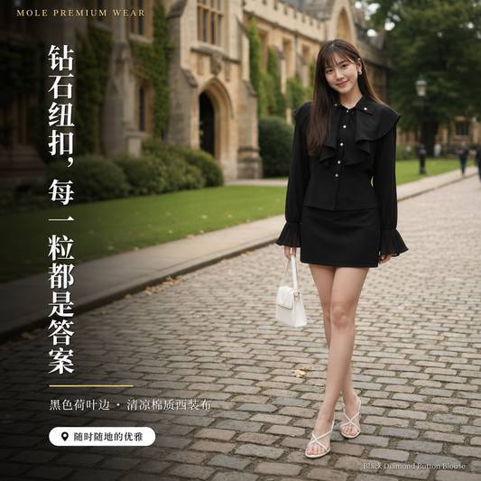 Black Diamond Button Blouse