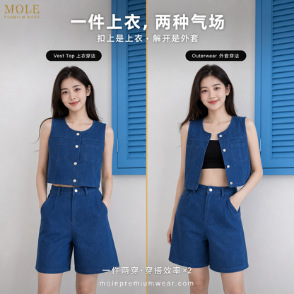 Yoona Denim Vest Set Wear