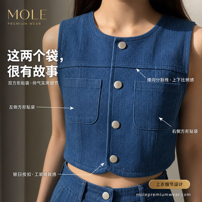 Yoona Denim Vest Set Wear