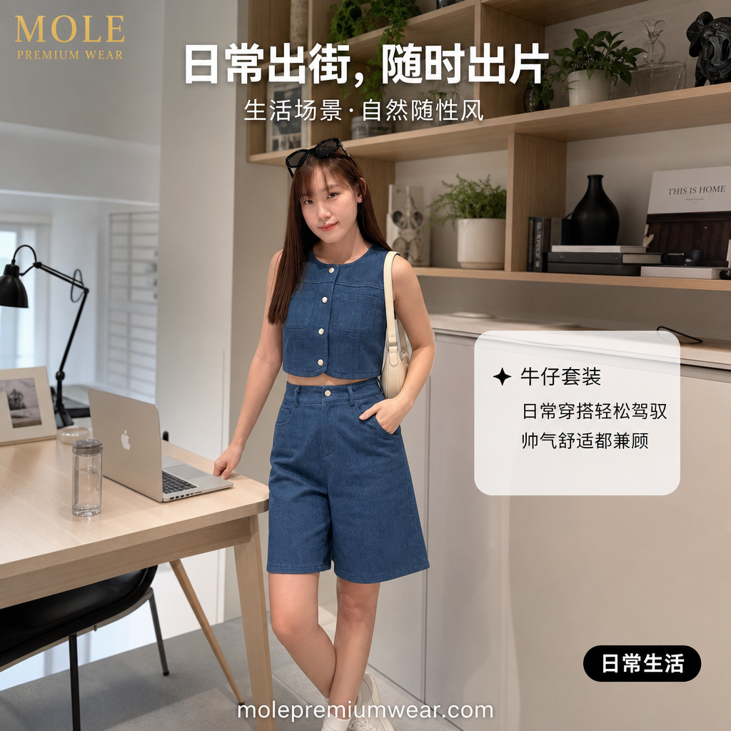 Yoona Denim Vest Set Wear