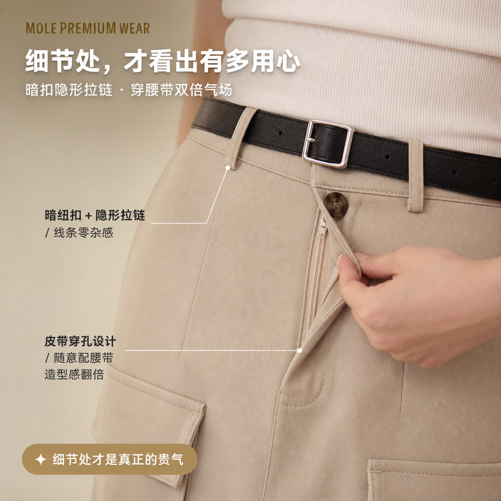 Workwear Cargo Pocket Midi Skirt