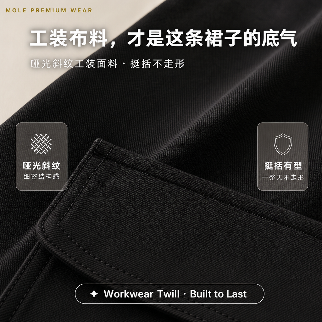Workwear Cargo Pocket Midi Skirt