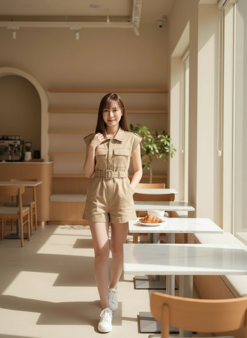 Khaki Denim Jumpsuits