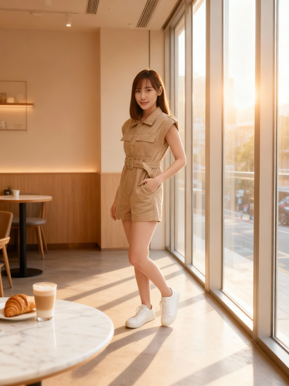 Khaki Denim Jumpsuits