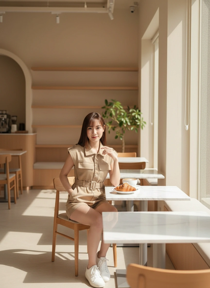 Khaki Denim Jumpsuits
