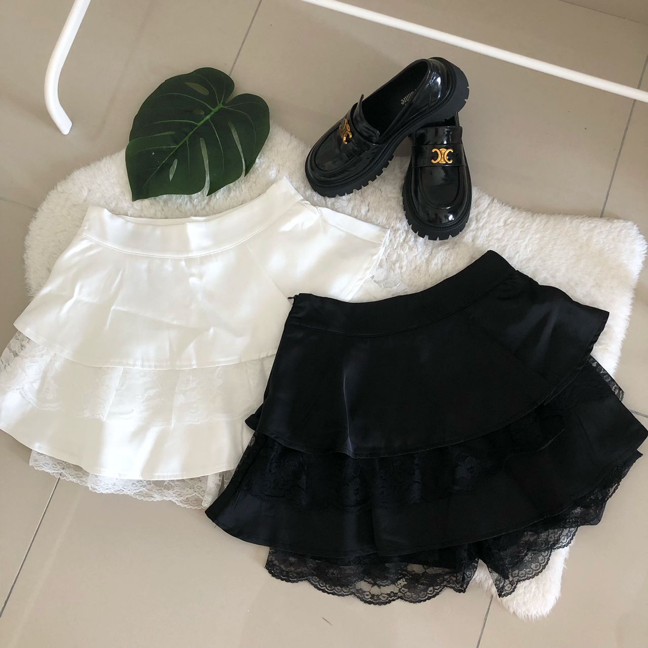 Lace Satin A Line Skirt