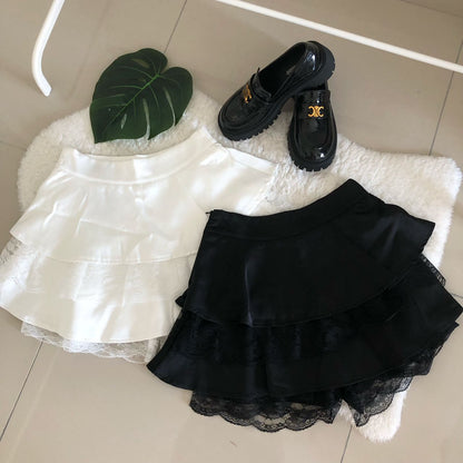 Lace Satin A Line Skirt