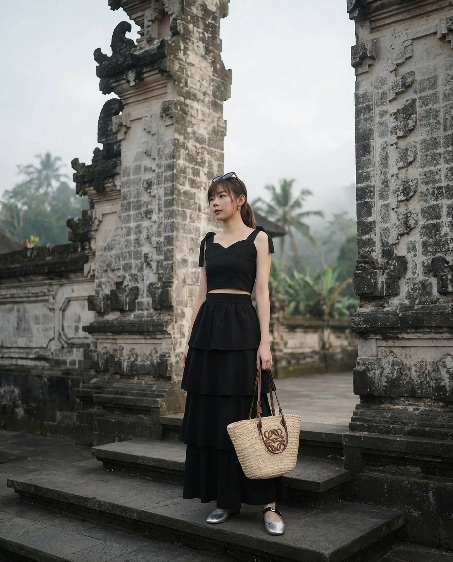 Maisy Ribbon Tie Long Dress